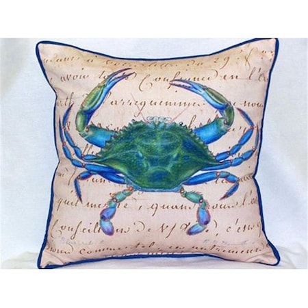 Betsy Drake HJ005B Male Blue Crab Beige Indoor-Outdoor Pillow